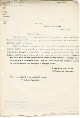 Maszynopis. Odpis opinii prof. Dr Jana Lewińskiego z dn. 24 maja 1927 r. o wartości naukowej bada...