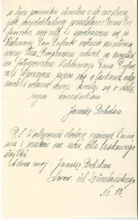 List od Janusza Bohdana do Erazma Majewskiego (rękopis)  strona 5