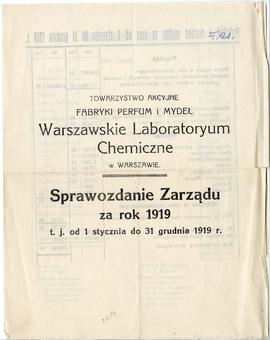 Broszura drukowana  strona: "Towarzystwo Akcyjne Fabryki Perfum i Mydeł Warszawskie Laborato...