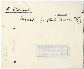 Fiszka z odręcznymi notatkami bibliograficznymi Józefa Żurowskiego  strona 1: "H. Obermaier ...