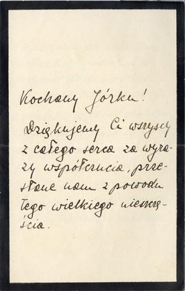 Rękopis listu na papierze żałobnym od Wandy Ż. do Józefa Żurowskiego z podziękoowaniem za przesła...