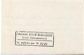 Fiszka z odręcznymi notatkami bibliograficznymi Józefa Żurowskiego  strona 2: pieczątka Działu Do...
