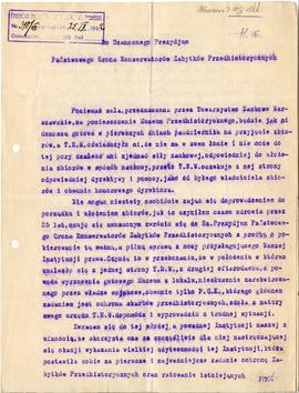 Pismo (maszynopis) Erazma Majewskiego z dnia 25.09.1922 r. do Prezydium Państwowego Grona Konserw...