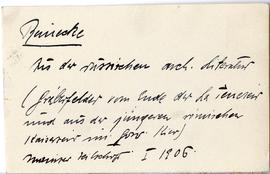 Fiszka z odręcznymi notatkami bibliograficznymi Józefa Żurowskiego  strona 1: "Reinecke  Aus...