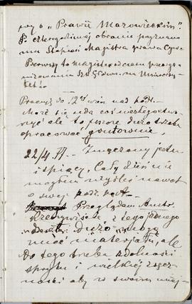 Notes nr 6 z okresu 22.04.1877 r .- 07.09.1877 r. Notatki odręczne Erazma Majewskiego dot. spraw ...