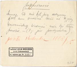 Zbiór odręcznych notatek Józefa Żurowskiego dotyczących literatury do pracy doktorskiej pt. Wykop...