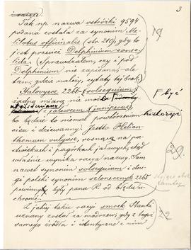 Rękopis Erazma Majewskiego - fragmenty recenzji (wersja 9) pracy J. Rostafińskiego „Średniowieczn...