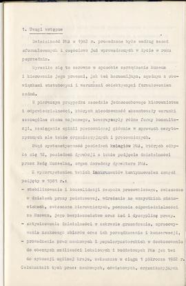 Państwowe Muzeum Archeologiczne w Warszawie. Sprawozdanie z działalności w roku 1982. Mszynopis. ...