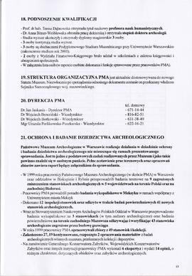 Państwowe Muzeum Archeologiczne w Warszawie. Sprawozdanie z działalności w roku 1999.  Maszynopis...