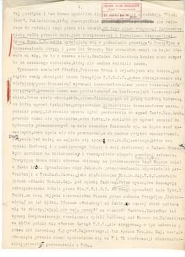 Maszynopis kopii listu Włodzimierza Antoniewicza do Józefa Kostrzewskiego z dnia 8.12.1927 r. w s...