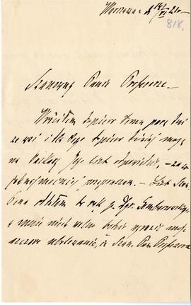 List Wacława Jezierskiego do Erazma Majewskiego (rękopis)  strona 1