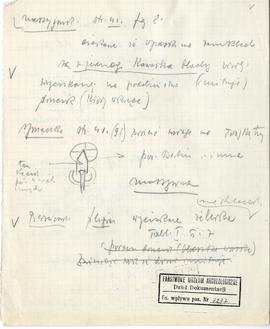 Zespół odręcznych notatek Józefa Żurowskiego (w tym opisy zabytków i zapiski bibliograficzne) wra...