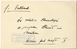 Fiszka z odręcznymi notatkami bibliograficznymi Józefa Żurowskiego  strona 1: "J. Palliardi ...