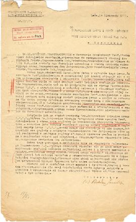 Maszynopis pisma Bohdana Janusza do Józefa Żurowskiego z dnia 17.11.1927 r. w sprawie rezygnacji ...