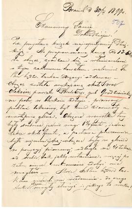 List od J. Fabierkiewicza do Erazma Majewskiego (rękopis)  strona 1
