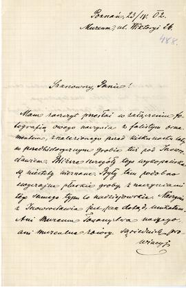 List Bolesława Erzepki do Erazma Majewskiego (rękopis)  strona 1