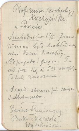 Notatnik nr 57 z odręcznymi notatkami Erazma Majewskiego: "Prof. uniw. (archeolog) Kuczyński...