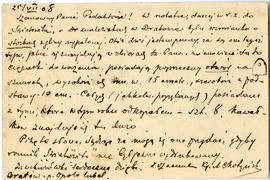 Karta pocztowa od A. Chotyńskiego do Erazma Majewskiego (rękopis)  strona 2 (rewers)