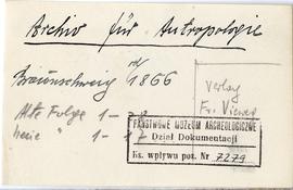 Fiszka z odręcznymi notatkami bibliograficznymi Józefa Żurowskiego  strona 1: "Archiv für An...