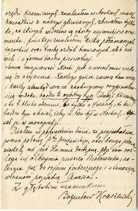 List (rękopis) od Bogusława Kraszewskiego do Erazma Majewskiego  strona 4