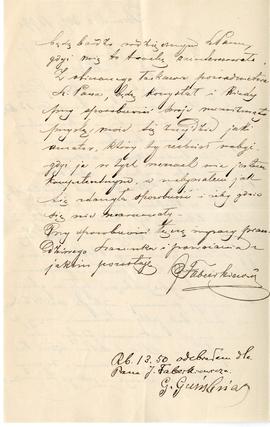 List od J. Fabierkiewicza do Erazma Majewskiego (rękopis)  strona 1