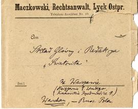 Koperta zaadresowana do Erazma Majewskiego (druk  rękopis  stempel)  strona 1 (awers)