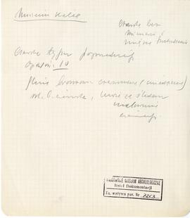 Rękopis katalogu zabytków z Muzeum w Kielcach pt. "Pierwsze groby kultur wstęgowych w Polsce...