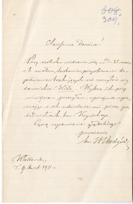 List od A. Chotyńskiego do Erazma Majewskiego (rękopis)  strona 1