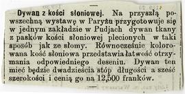 Wycinek prasowy (luzem w uszkodzonej kieszonce przedniej okładki notesu nr 9) z gazety dot.  wyst...