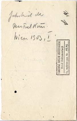 Fiszka z odręcznymi notatkami bibliograficznymi Józefa Żurowskiego  strona 2: "Jahrbuch der ...