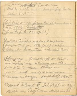 Fragment brulionu Józefa Żurowskiego z notatkami w języku niemieckim na temat kultury merowińskie...