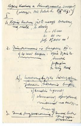 Rękopis notatki Józefa Żurowskiego pt. "Kopiec Krakusa a Skandynawskie mogiły" z dnia 8...