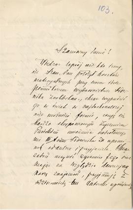 List od Franciszka Błońskiego do Erazma Majewskiego (rękopis)  strona 1