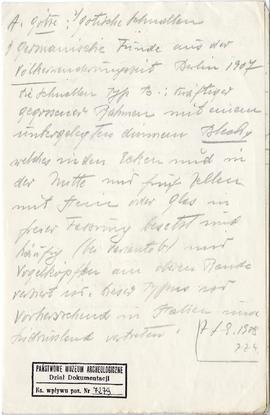 Odręczne notatki Józefa Żurowskiego z niemieckiej publikacji  strona 3