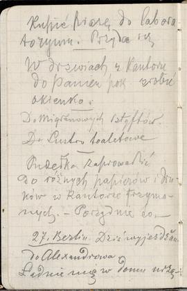 Notes nr 20 z wpisami odręcznymi  Erazma Majewskiego z okresu 25.08.1884 r.- 30.11.1884 r.  strona.
