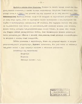 Maszynopis pracy Józefa Żurowskiego z omówieniem Kroniki tzw. Galla  Kroniki Wincentego Kadłubka ...