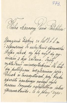 List od Benona Janowskiego do Erazma Majewskiego (rękopis)  strona 1
