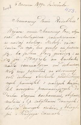 List od Antoniego Durzyckiego do Erazma Majewskiego (rękopis)  strona 1