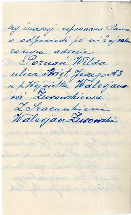 Rękopis listu Walerjana Żurowskiego do Romana Żurowskiego (brata Józefa) z dnia 22.08.1927 r. wra...