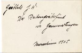 Fiszka z odręcznymi notatkami bibliograficznymi Józefa Żurowskiego  strona 1: "Gröbbels J.W....