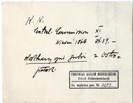 Fiszka z odręcznymi notatkami bibliograficznymi Józefa Żurowskiego  strona 1: "K.K. Central ...