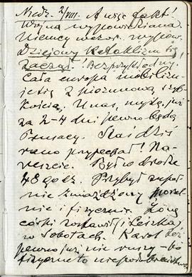 Notatnik nr 74 z odręcznymi notatkami Erazma Majewskiego z okresu od 28.07.1914 r. do 27.08.1914 ...