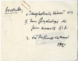 Fiszka z odręcznymi notatkami bibliograficznymi Józefa Żurowskiego  strona 1: "Vernworn M  1...