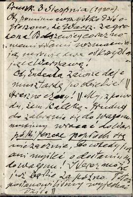 Notatnik nr 97 z odręcznymi notatkami Erazma Majewskiego z okresu od 03.08.1920 r. do 07.09.1920 ...