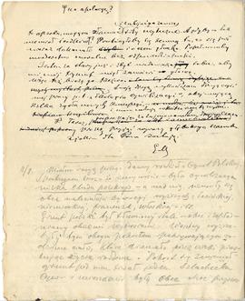 Brudnopis listu z dnia 10.08.1908 r. do Bolesława Ulanowskiego: "[…] to opieka  mogąca złama...