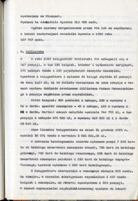 Państwowe Muzeum Archeologiczne w Warszawie. Sprawozdanie z działalności w roku 1985.  Maszynopis...
