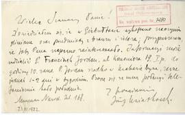 Rękopis listu Józefa Kwiatkowskiego z Muzeum Narodowego w Krakowie do Józefa Żurowskiego z dnia 2...
