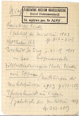 Fiszka z odręcznymi notatkami bibliograficznymi Józefa Żurowskiego  strona 2