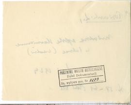 Fiszka z odręcznymi notatkami bibliograficznymi Józefa Żurowskiego  strona 2: pieczątka Działu Do...