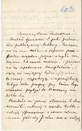 List od A. Chotyńskiego do Erazma Majewskiego (rękopis)  strona 1